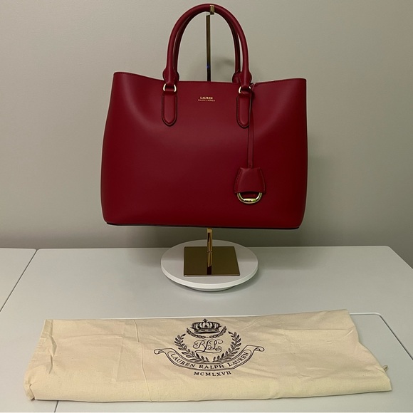 NWT Ralph Lauren Marcy Leather Tote in Red - Picture 1 of 8